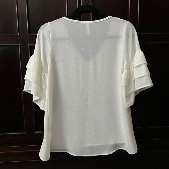 Tyche Ruffled Sleeve Blouse - Color White Size Small - Picture 2 of 4